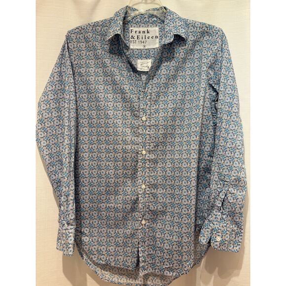 FRANK & EILEEN Women’s “Frank” Italian Cotton Button Up Mini Floral Pattern S - Picture 1 of 5